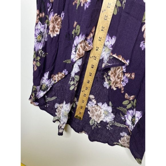 Torrid Tunic Size 00 10/M/L Women's Dark Purple Floral Gauze Babydoll Tunic - Picture 6 of 7